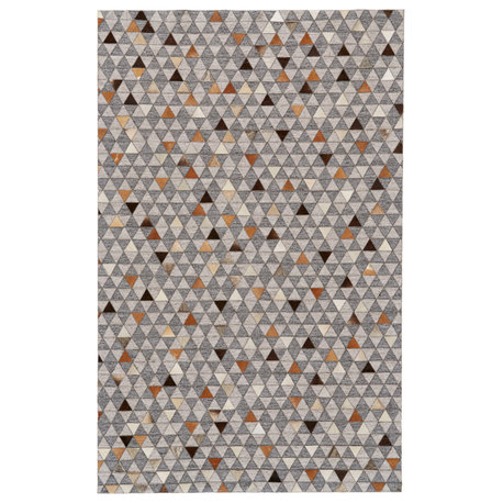 Weave & Wander Canady Handmade Mosaic Rug, Gray/Rust, 5'x8'