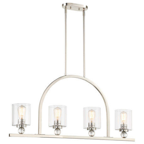 Minka Lavery 3074-613 4 Light 38"L Linear Chandelier - Polished Nickel