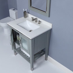 Art Deco 30 inch Slate Finish Bathroom Vanity - Bathroom Vanities And Sink Consoles