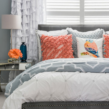 Modern Coral Master Bedroom Photo-shoot