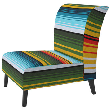 Multicolor Grunge Striped Chair, Slipper Chair