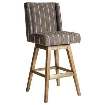 Counter stool Swivel Tribeca  Weathered Oak Wood  Modern Striped Gray