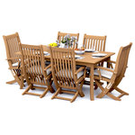 Teak Deals - 7-Piece Outdoor Teak Dining Set, 71" Rectangle Table, 6 Warwick Arm Chairs - Our Teak Dining Set is a uniquely modern interplay of very durable teak wood featuring our beautiful Teak Chairs. Our teak wood is certified to withstand the rigors of adverse climates however because of Teak's well known micro-smooth finish and quality craftsmanship many use our furniture indoors as well. Rich in oil finely grained and precisely fashioned with mortise-and-tenon joinery.