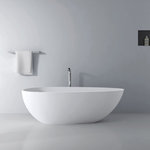 Wellfor - 67 inch Artificial Stone Solid Surface Freestanding Bathtub in White - Elevate your bathing moments with the Matte White Oval Shape Solid Surface Freestanding Bathtub. Designed ergonomically to provide you with the utmost comfort and relaxation during bathing. Its sleek transparent design with clean lines effortlessly complements various bathroom decors. Crafted with resin stone solid surface, it boasts exceptional durability and warm-keeping, making your bathroom more dazzling than ever. Beautiful artificial stone bathtub, widely used in five-star hotels and luxury houses.