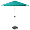 9' Square Tilting Turquoise Blue Patio Umbrella With Umbrella Base