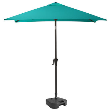 9' Square Tilting Turquoise Blue Patio Umbrella With Umbrella Base