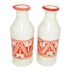Stoneware Olive Oil Cruet (Set of 2) &ndash; Nejma, by Le Souk Ceramique - Products