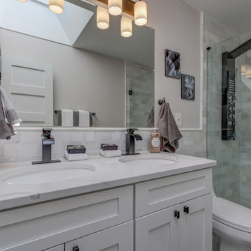 Bathroom Remodeling With Corner Tub, Standing Shower, Sink & Extra Cabinet Space