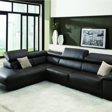 Modern Deon Brown Top Grain Leather Sectional Sofa