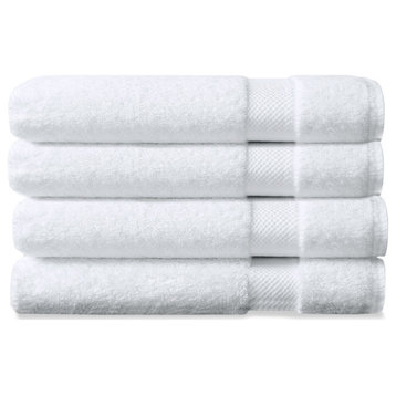 Delara 4-Piece 100% Organic Cotton Plush Bath Sheets, 36"x70", White