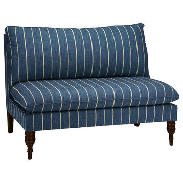 Rivers Armless Love Seat, Fritz Indigo