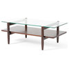 Mumford Acacia Wood Coffee Table With Tempered Glass Top, Brown Mahogany, Brown