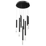 ET2 - Diaphane LED Pendant, Black - Hexagonal tubes of various lengths terminate at blocks of naturally translucent rock crystal. Each stone varies in diaphaneity making a unique display of refracted light. Available in plated Gold and matte Black this luxurious LED pendant light cluster amplifies the beauty of natural materials.