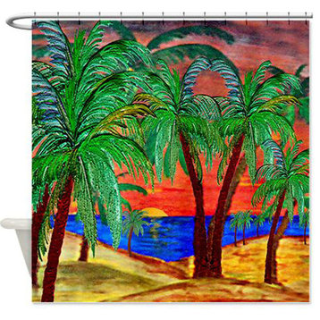 Palm Mountain Sunset Shower Curtain