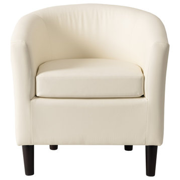 Sasha Vegan Leather Barrel Chair, Warm White