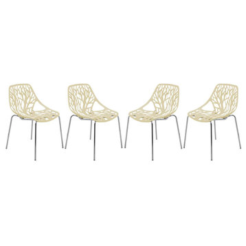 Leisuremod Modern Asbury Dining Chair W/ Chromed Legs, Set Of 4 Ac16Cr4