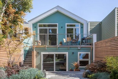 Mittelgroßer, Überdachter Moderner Patio hinter dem Haus mit Betonplatten in San Francisco