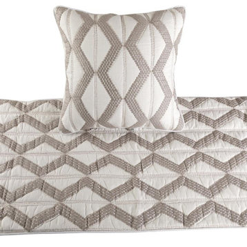 Ivory King 90"x18" Bed Throws Runner Linen Geometric & Abstract, Pattern Flatter