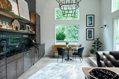 Example of a transitional home bar design in Indianapolis