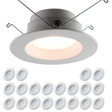 5/6" LED Downlight 15W, Dimmable, Warm White 2700k, 20-Pack