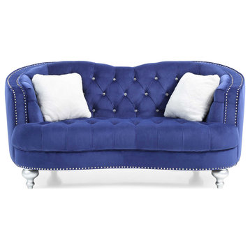 Jewel 71 in. W Flared Arm Polyester Straight Sofa, Blue
