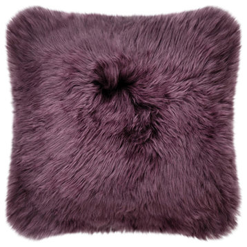 Eclectic Sheepskin 20"x20" Pillow, Bordeaux