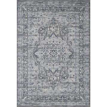Abani Troy Vintage Persian Inspired Area Rug, Gray Faded, 7'9"x10'2"