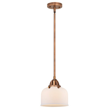 Innovations Bell 1 Light 8" Mini Pendant, Antique Copper/Frosted