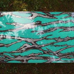 Turquoise/Brown/bare metal Coffee Table - Coffee Tables