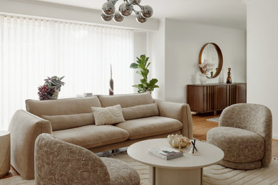 Inspiration for a contemporary living room in Melbourne with a built-in media wall.