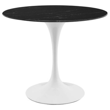 Lippa 36" Artificial Marble Dining Table White Black -5168