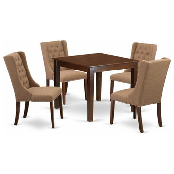 East West Furniture Oxford 5-piece Wood Dining Set in Mahogany/Light Sable