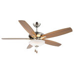 Minka Aire - Minka Aire F522-BN 52``Ceiling Fan Mojo Brushed Nickel - 52`` 5-Blade Ceiling Fan in Brushed Nickel Finish with Reversible Medium Maple with Dark Walnut Blades with Frosted White Glass