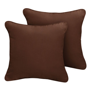 Sunbrella Canvas Bay Brown Outdoor Corded Pillows, Set of 2