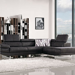 1166A MODERN BLACK FABRIC SECTIONAL SOFA - Sectional Sofas