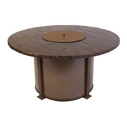 Homecrest Sandstone 54" Round Dining Fire Pit with Cover - Fire Pits