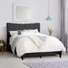Rosewell Dark Gray Fabric Full/Double Bed with Vertical Channel-Tufted Headboard