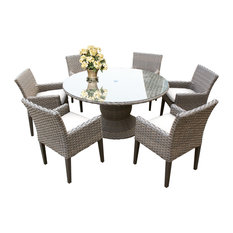 Oasis 60" Outdoor Patio Dining Table with 6 Chairs w/ Arms