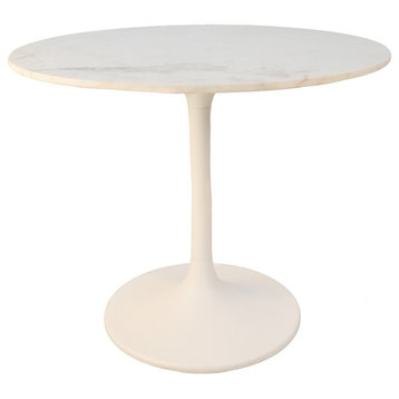 The Milo Dining Table, 36”, White Base, Midcentury, Round