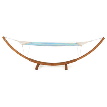 GDF Studio Weston Larch Wood & Canvas Hammock With Stand