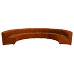 Meridian Furniture - Limitless Velvet Upholstered 9-Piece Modular Sectional, Cognac - Invest in your home's comfort with this Limitless 9 Piece Sectional. This modular unit offers tons of flexibility in the number of ways that you can put each piece in the Limitless collection together to get the ideal customized look. Upholstered in cognac velvet, this beautiful piece is soft and cool to the touch, so you can feel comfortable from every angle. Button and channel tufting add to this unit's upscale look and contemporary charm.