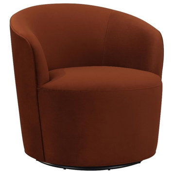 Coaster Joyce Velvet Upholstered Sloped Arms Swivel Chair Burnt Orange