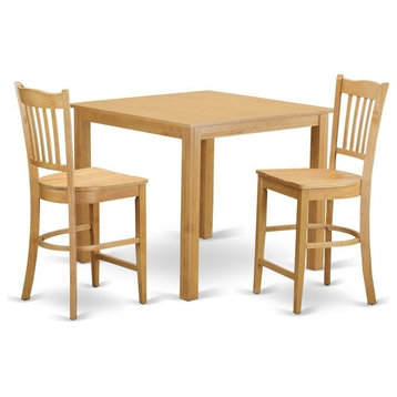 3-Piece Counter Height Dining Room Set, Table And 2 High Dining Chairs