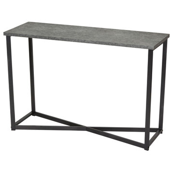 Jamestown Console Sofa Table Rustic Slate Concrete and Black Metal