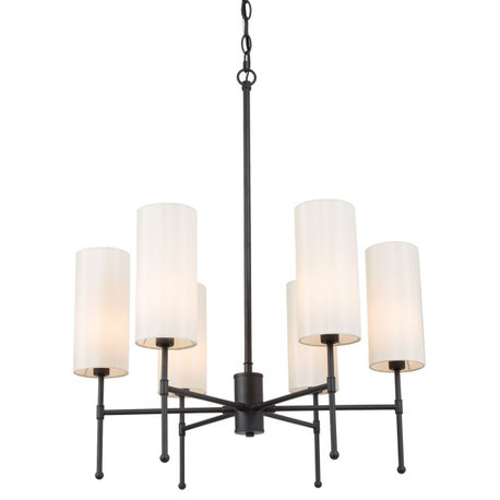 LNC 6-Light Modern Candle-Style Glass-Cylinder Chandelier, Black