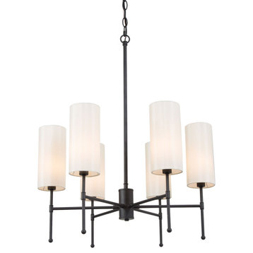 LNC Modern 6-Light Matte Black White Candle Chandelier for Living Room
