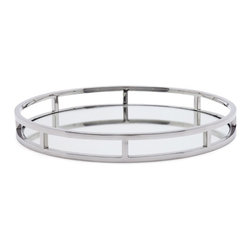 Lux Round Stainless Steel Mirror Tray - Decorative Accents