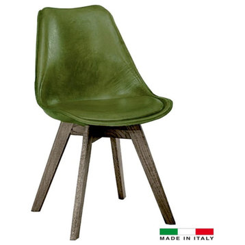 Pietro Dining Chair, Buffalo Leather Cover, Vintage Green Color