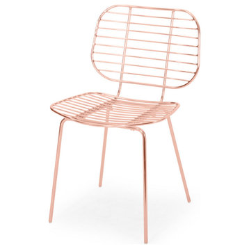 Alice Modern Glam Iron Dining Chair, Rose Gold