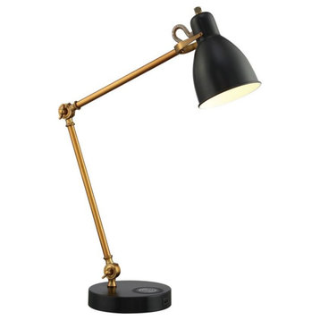 Lite Source LS-23332 Wellington 31" Tall Swing Arm Table Lamp - Antique Brass